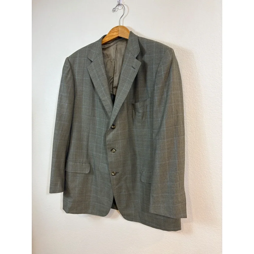 Ermenegildo Zegna Sport Coat Mens 50R Green Vintage Wool Windowpane